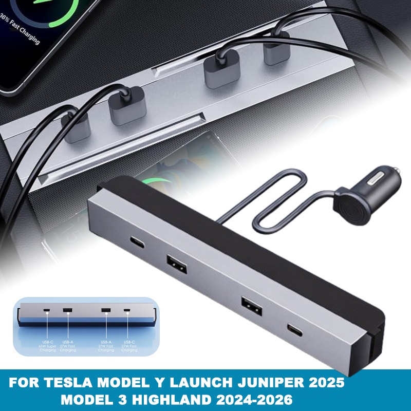 Type C Multiport Adapter - Center Console Car Adapter Multi Port