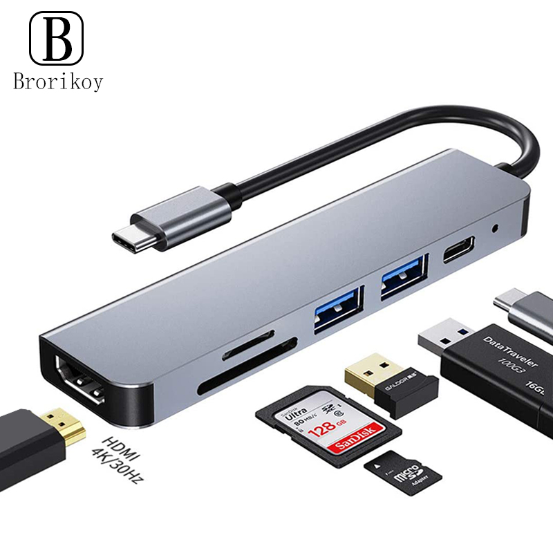 Type C Multiport Adapter - 6 In 1 PD Type C