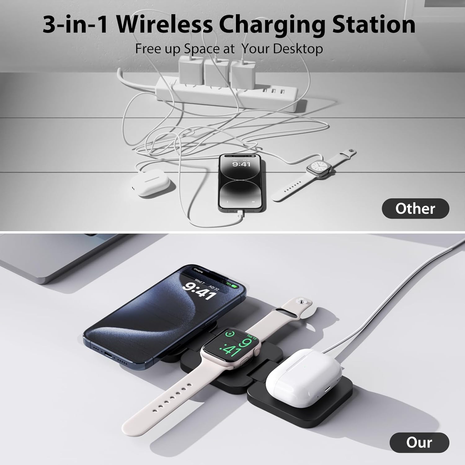 Foldable 3 in 1 Fast Wireless  - Wireless Charger 3 In 1 review and price