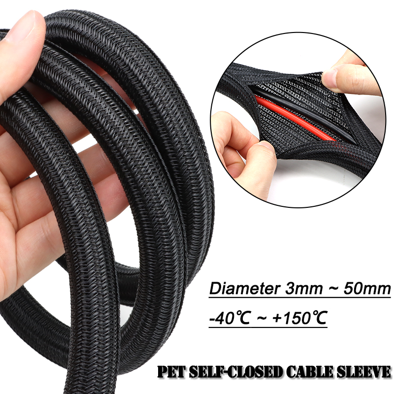 2/10m Black PET Braided Self-C - Cable Sleeve Neoprene review and price