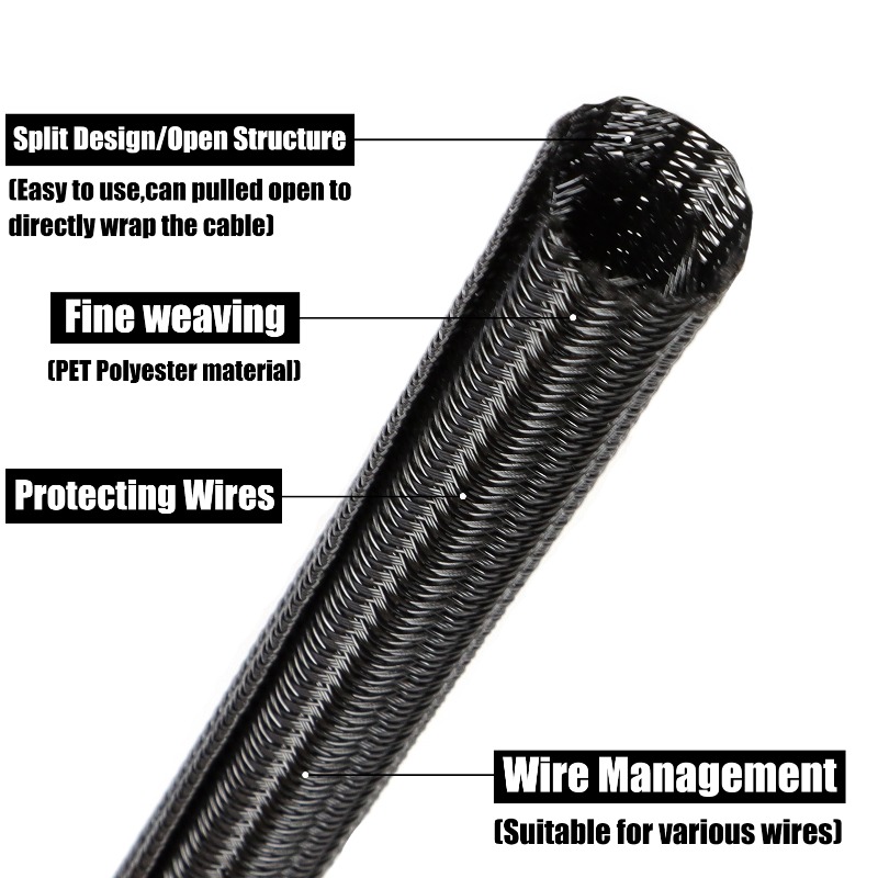 2/10m Black PET Braided Self-C - Cable Sleeve Neoprene review and price