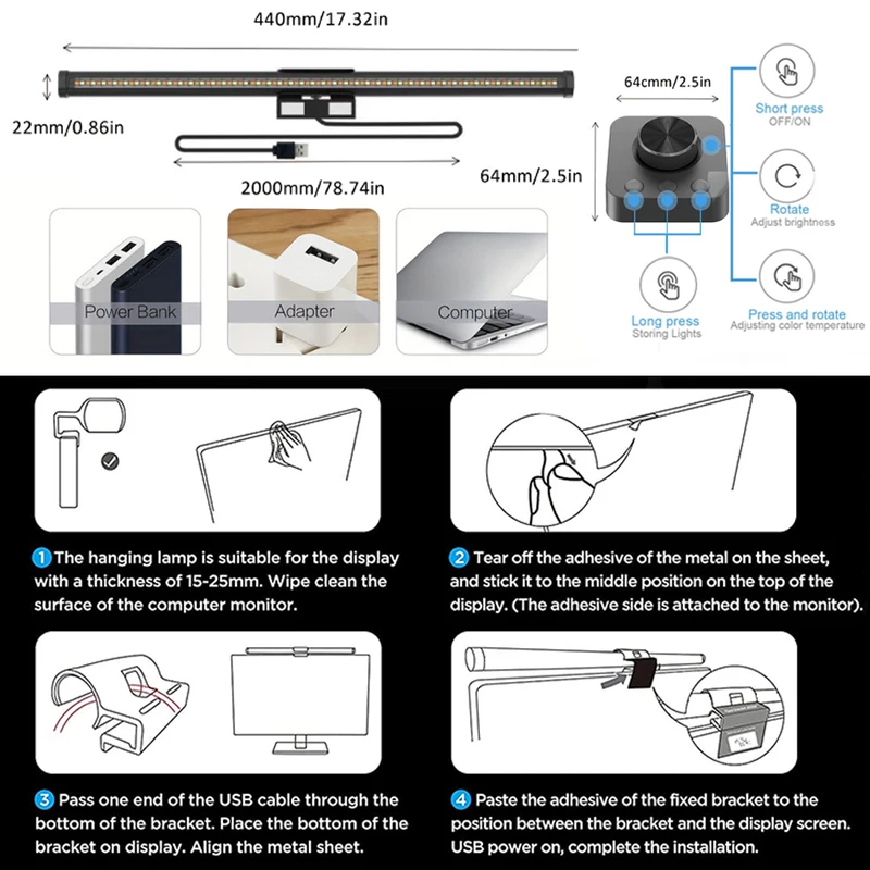 Portable LED Eye-Care Desk Lam - Monitor Light Bar review and price