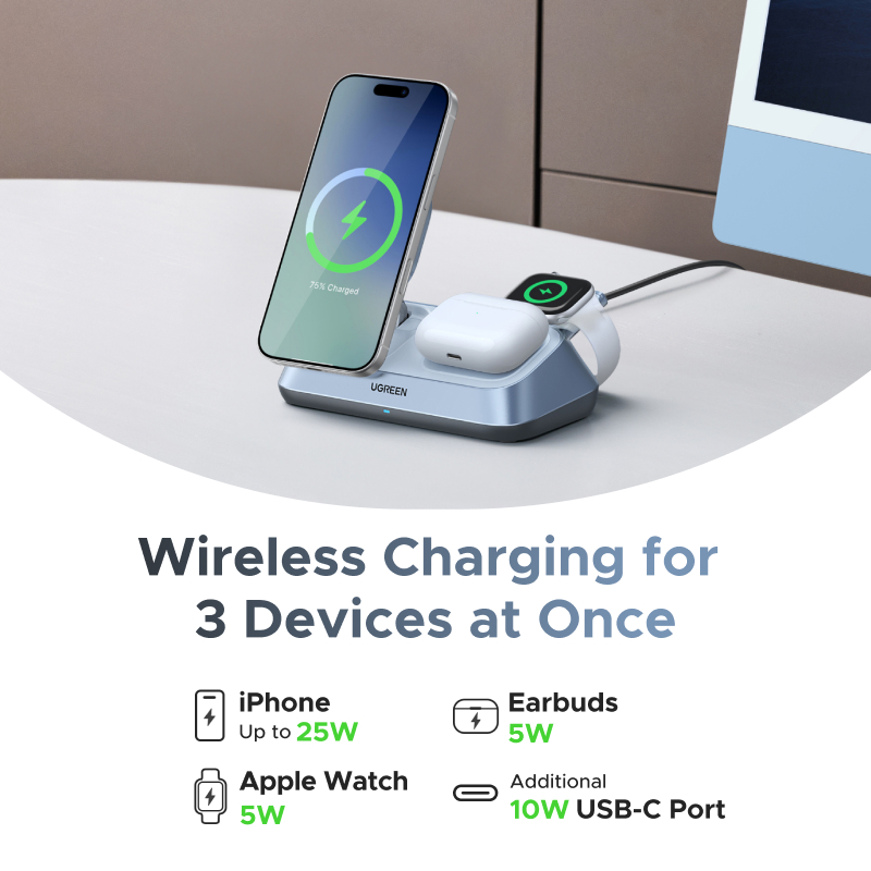 UGREEN Qi2 25W MAX Magnetic Wi - Wireless Charger 3 In 1 review and price