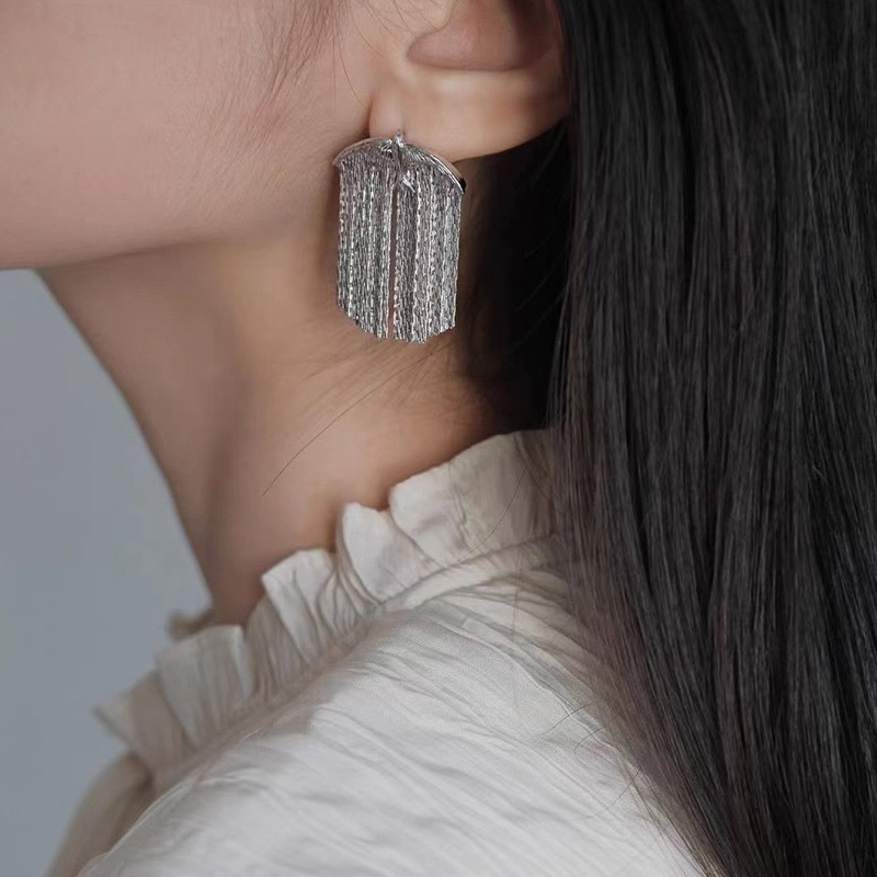 Silver Color Stud Drop Earring - Tech Accessories Dropshipping review and price