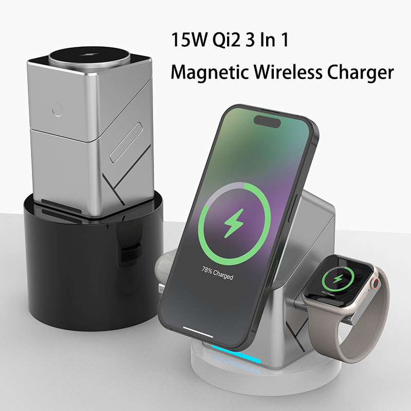 15W Touch Rotating Magnetic Mu - Wireless Charger 3 In 1 review and price